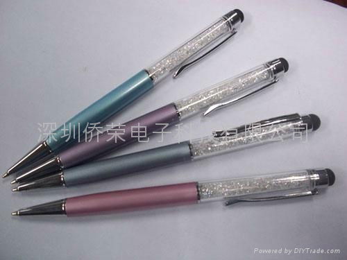 Crystal capacitive stylus touch pen with ball pen  for iphone 4 4s ipad 2/3 