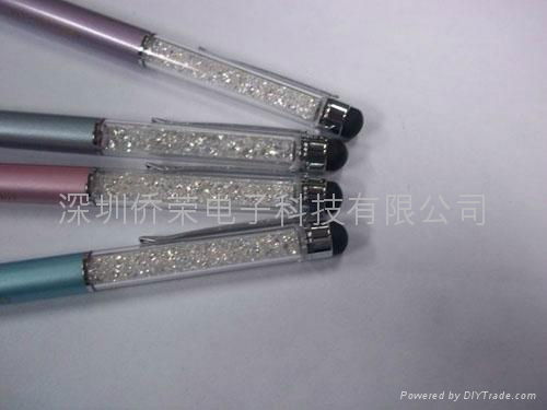 Crystal capacitive stylus touch pen with ball pen  for iphone 4 4s ipad 2/3  3