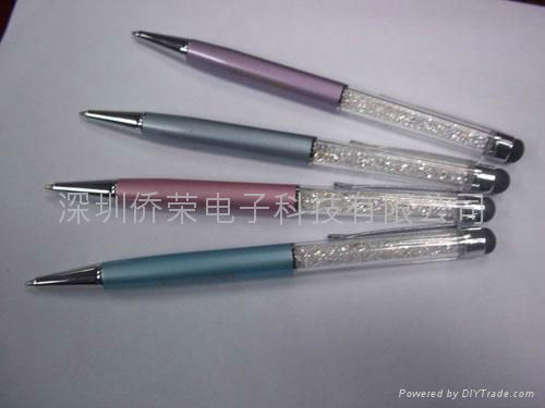 Crystal capacitive stylus touch pen with ball pen  for iphone 4 4s ipad 2/3  5