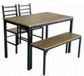 Steel Tube Dining Table with Chair and Long Stool