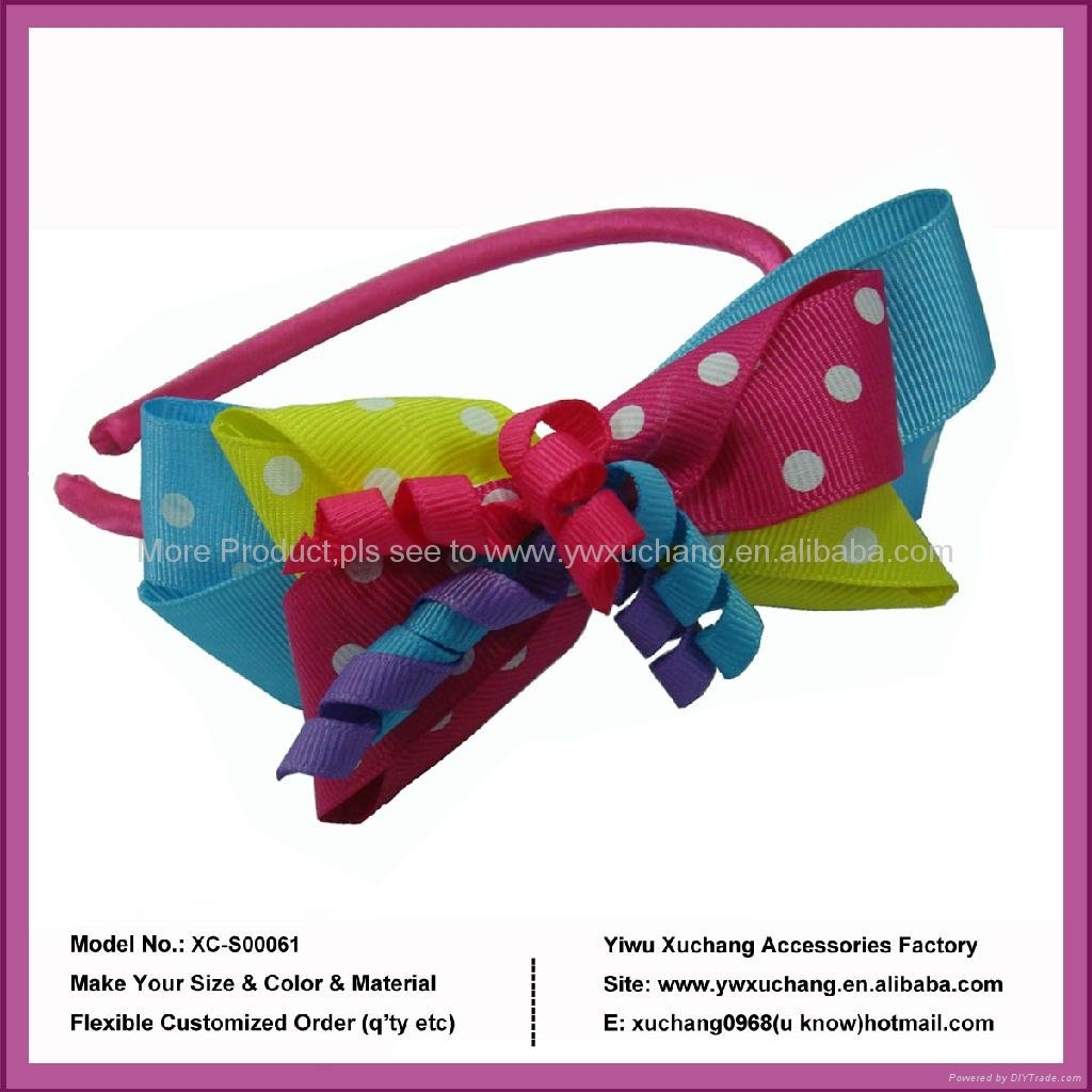 Baby Curling Grosgrain Ribbon Hair Bows Aliceband/Headband for Girls 3