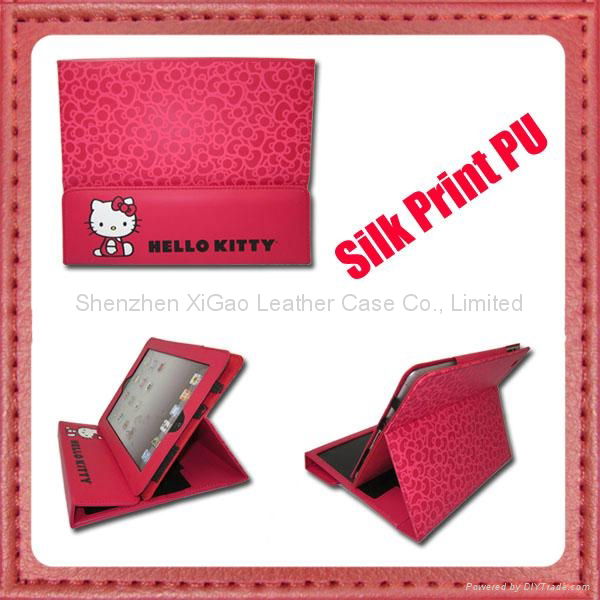 Hello Kitty Silk Print PU Leather Case for iPad3