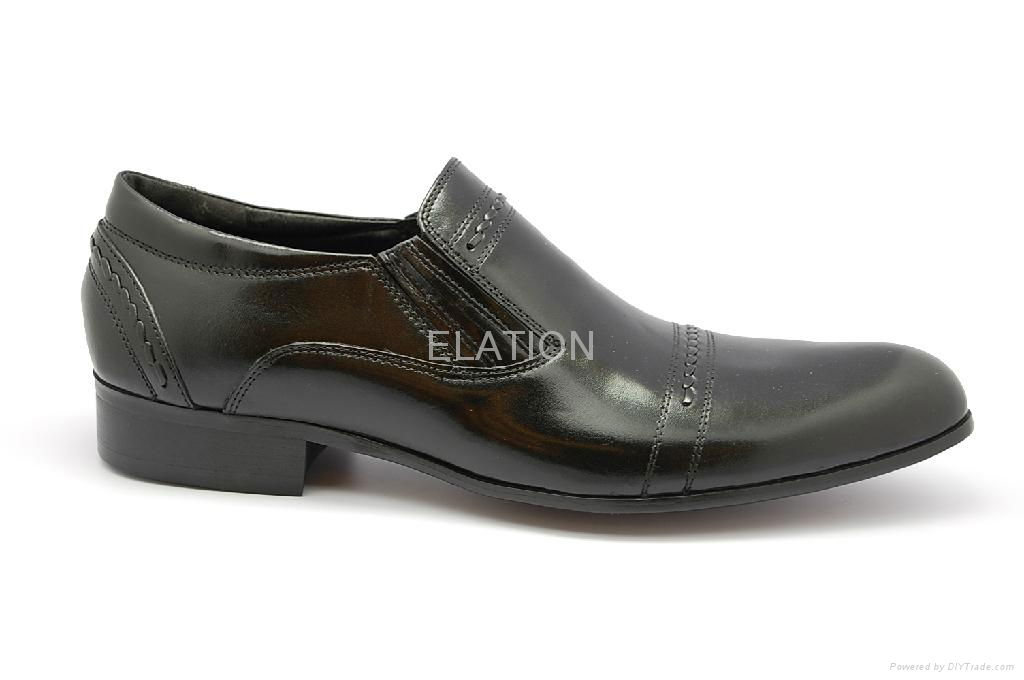  European style black stitched men leather dress shoes China 3