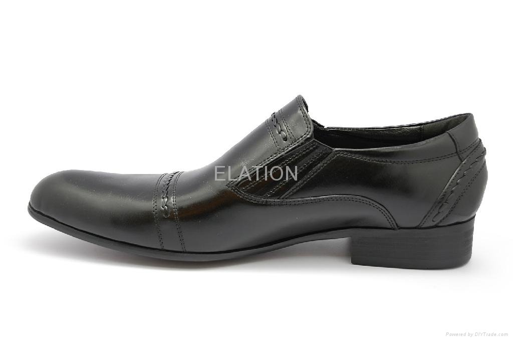  European style black stitched men leather dress shoes China 4
