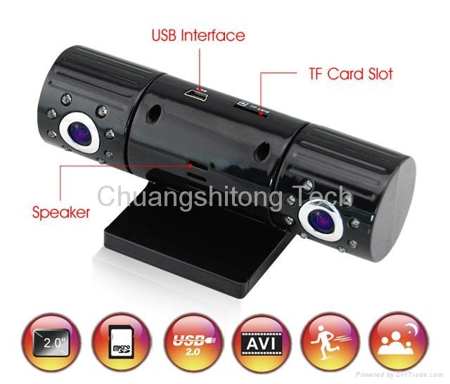 Dual lens Car Dash Camera Car DVR Black Box for Car Event Data Recorder 2