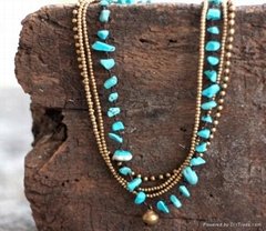 stone neckalace pendant turquoise crystal