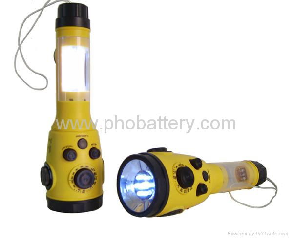 Dynamo LED Flash Light with Weather Radio Can connect with car charger jack