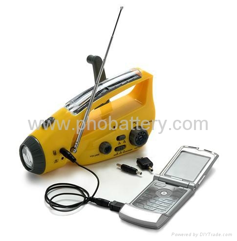 Solar/crank dynamo torch with FM/AM radio, AC dynamo 2