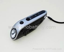 Solar + Crank dynamo torch with FM radio, AC motor 4pcs Ultra-bright LED lights