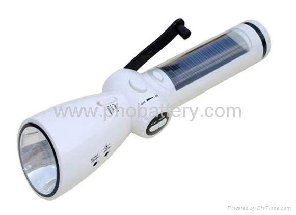 Wind-up+Solar Flashlight with Radio&Charger for Cellphone