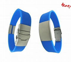 Silicon id bracelet with stainless steel bukle and clasp