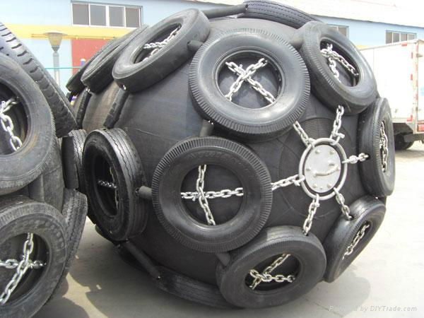 black rubber fender with tire and chain 2