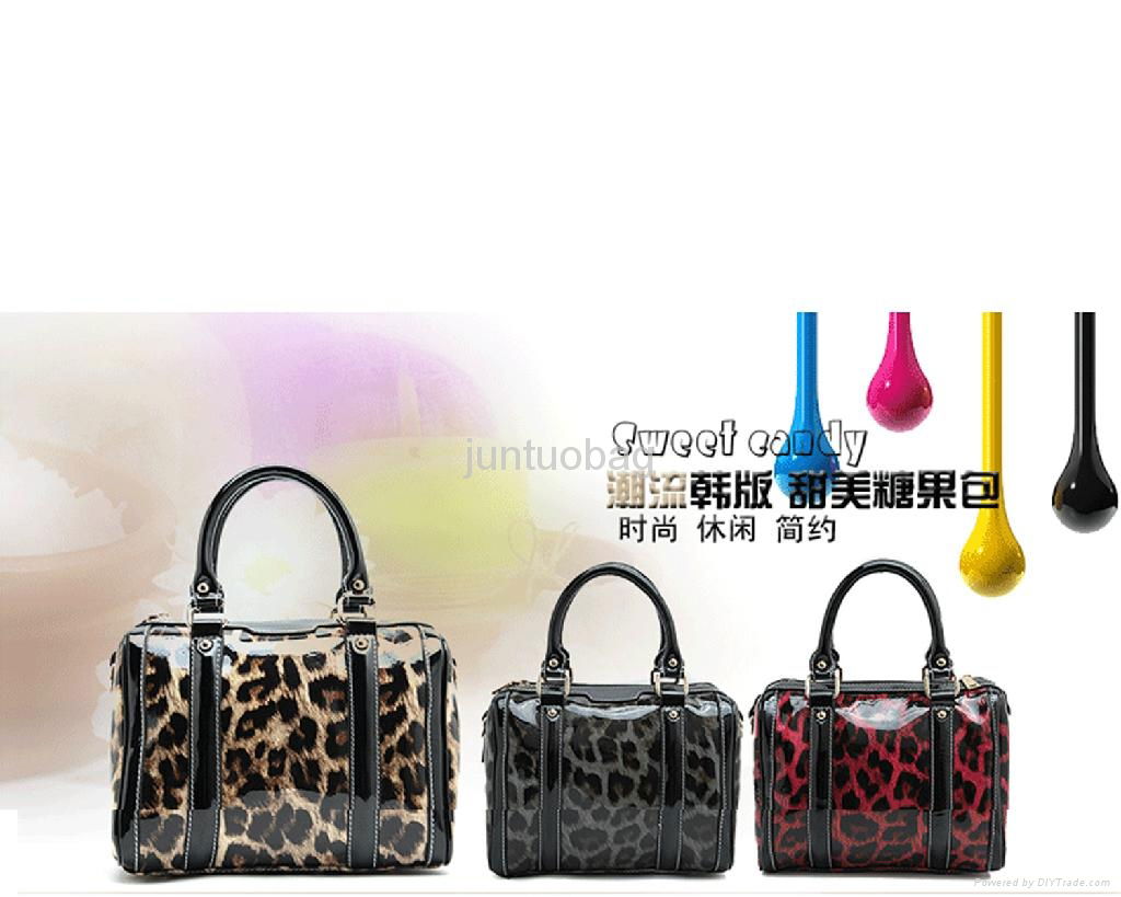 Fashion Sequin Leopard Genuine leather lady handbag