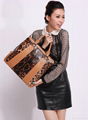 Korea Flower Print Genuine Leather Fashion Women Tote bag 4