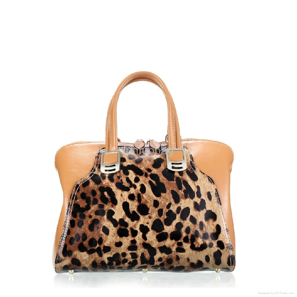  Autumn and Winter Leopard Genuine Leather  Women Bag