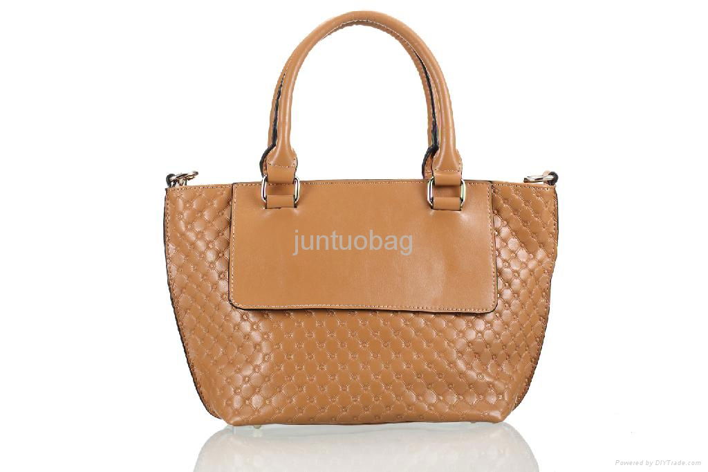 Candy Color Embossed Real Leather women Tote and shoulder Bag 3