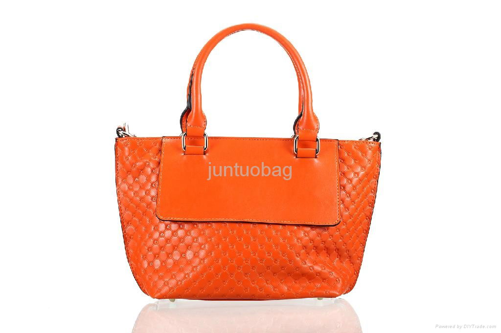 Candy Color Embossed Real Leather women Tote and shoulder Bag 5