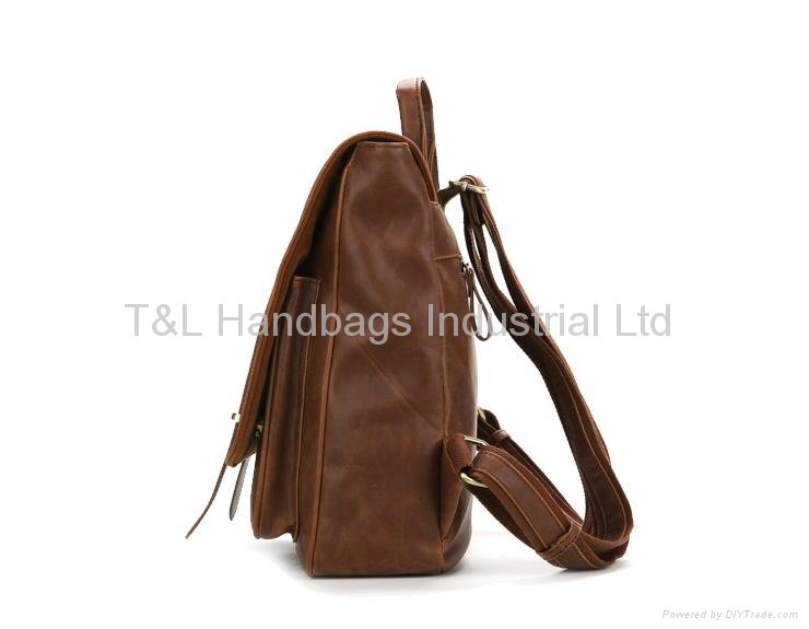 High-quality fashion brown PU leather backpack  2