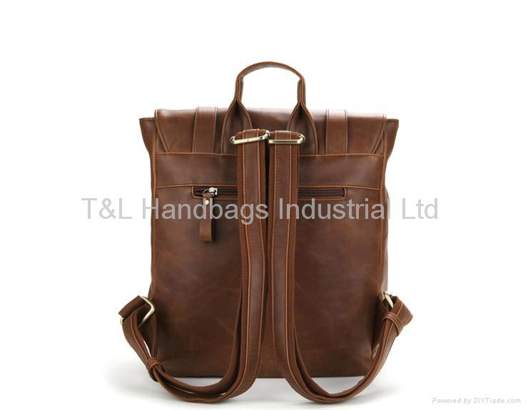 High-quality fashion brown PU leather backpack  3