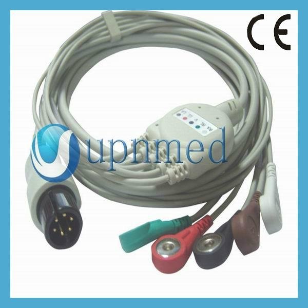 Universal One piece 5-lead ECG Cable with leadwires