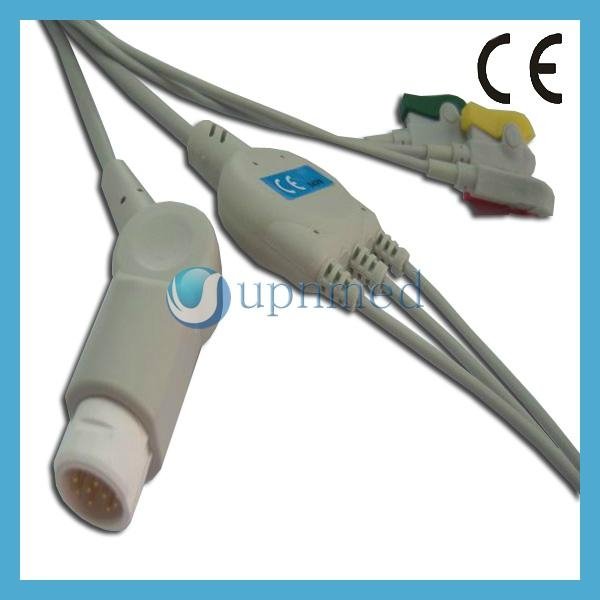 HP one piece 3-lead ECG cable with leadwires