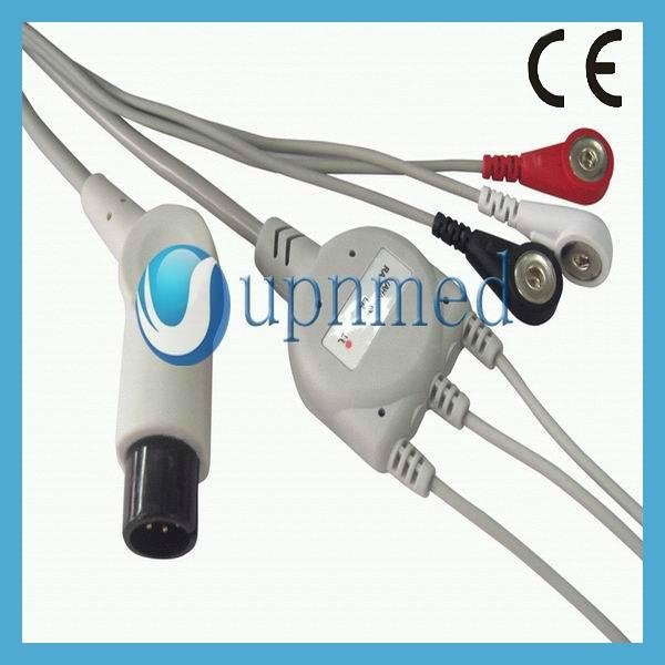 One piece 3-lead ECG Cable with leadwires