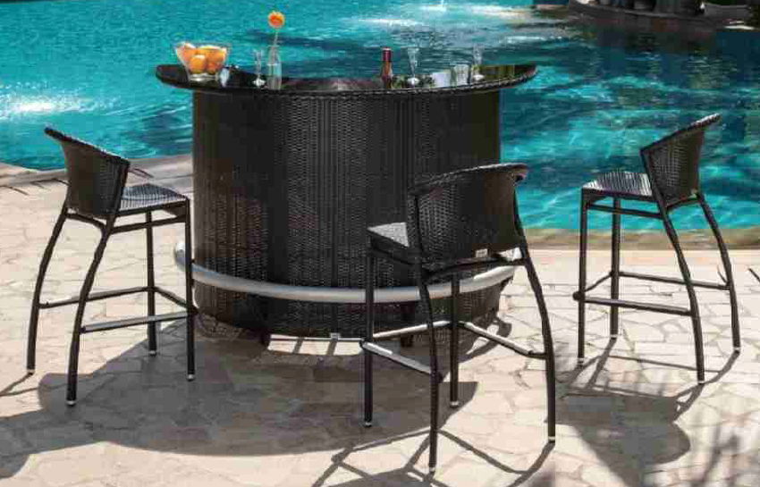 ARTIE GARDEN outdoor PE wicker barstool set