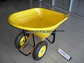 Wooden handle wheel barrow, double wheels wheelbarrow, garden cart  WH8802 1