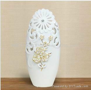 歐式奢華手工貼花陶瓷工藝品花瓶