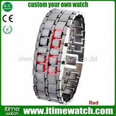 red blue led digital watch lava style