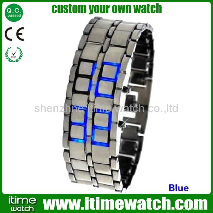 red blue led digital watch lava style 2