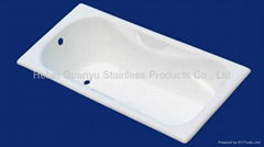 Enameled steel bathtub and shower tray