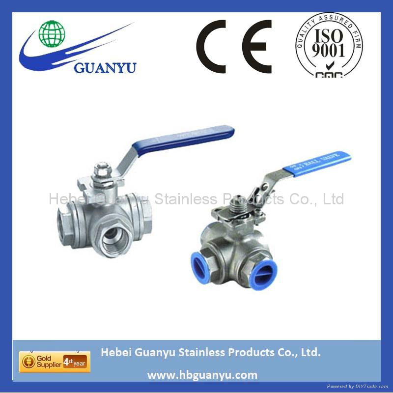 three way stainless steel ball valve 3