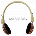 Headset bamboo headphone