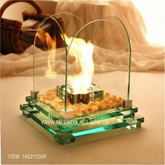 10mm Portable Tempered Glass Smokeless Alcohol fireplace On Table And At Home Fr