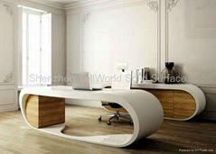 Artificial Stone Solid Surface Pure Acrylic CEO Desk office furniture