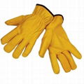 10 inches gloden yellow cowhide leather driver gloves 1