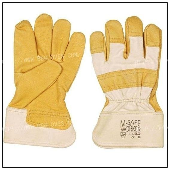 Golden yellow color pig grain leather glove 