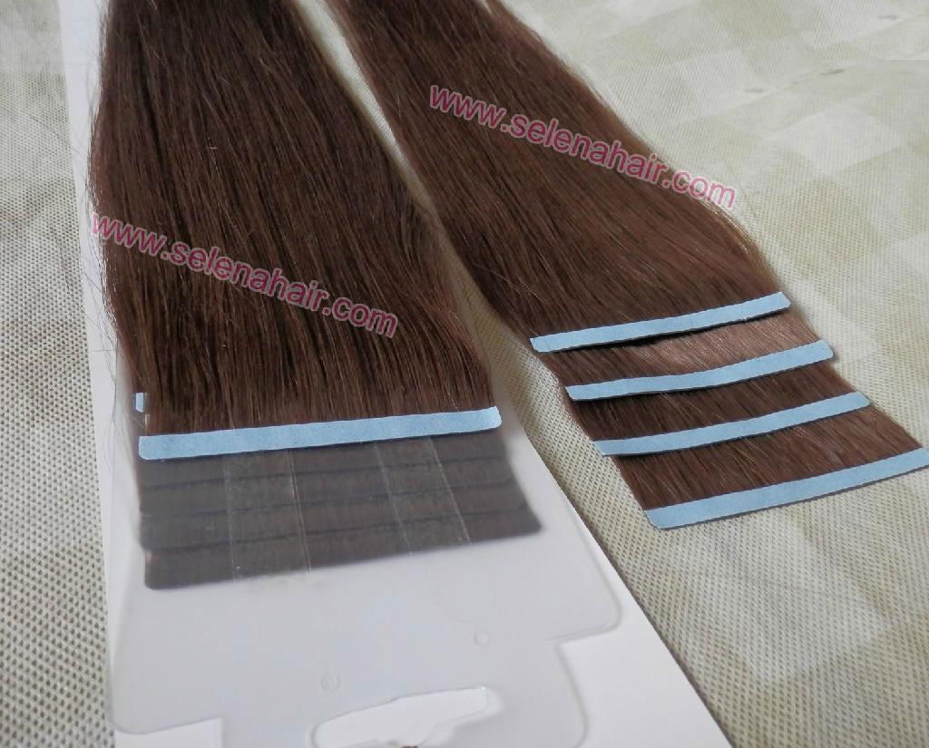 PU skin weft 100% Indian remy short hair extensions 2