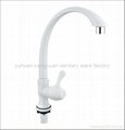 ABS white plastic swan neck kitchen sink faucet 3