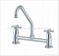 ABS chrome double handle bathroom faucet 4