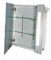 Backlit mirror cabinet with four small square light windows at each side 2