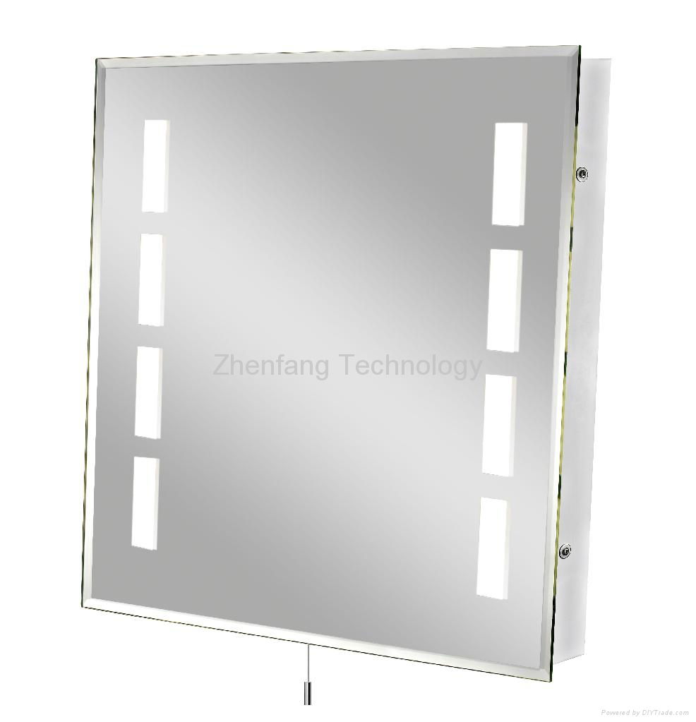 Backlit mirror with four small rectangular light windows at each side 2