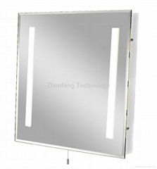 Illuminated mirror with one rectangular