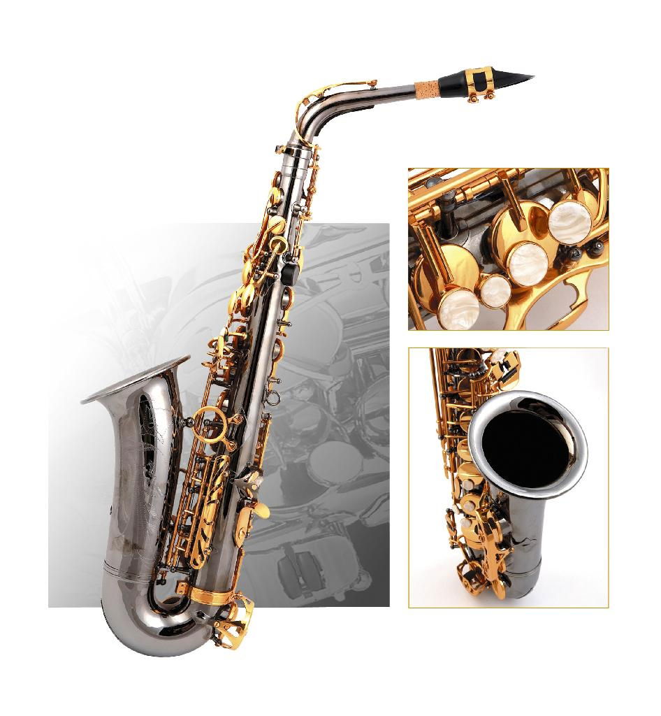 Alto sax,like Selmer 802,black nickel plated body,gold plated keys
