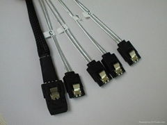  MINI SAS 4i SFF-8087 36P To 4 SATA 7Pin  With latch cable 100CM