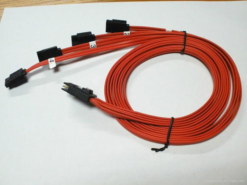 MINI SAS 4i SFF-8087 36P To 4 SATA 7Pin  With latch red cable 100CM 2