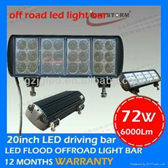 Super bright led construction work light 12V 72W LED head light bar for 4x4 