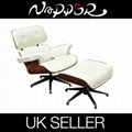 LEATHER CHARLES EAMES STYLE LOUNGE CHAIR AND OTTOMAN