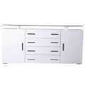 BN WHITE HIGH GLOSS SIDEBOARD CUPBOARD 4 DRAWERS 2 DOORS CABINET GLASS TABLE TOP 2